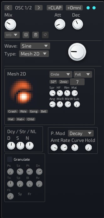 Mesh 2D FDTD plate oscillator